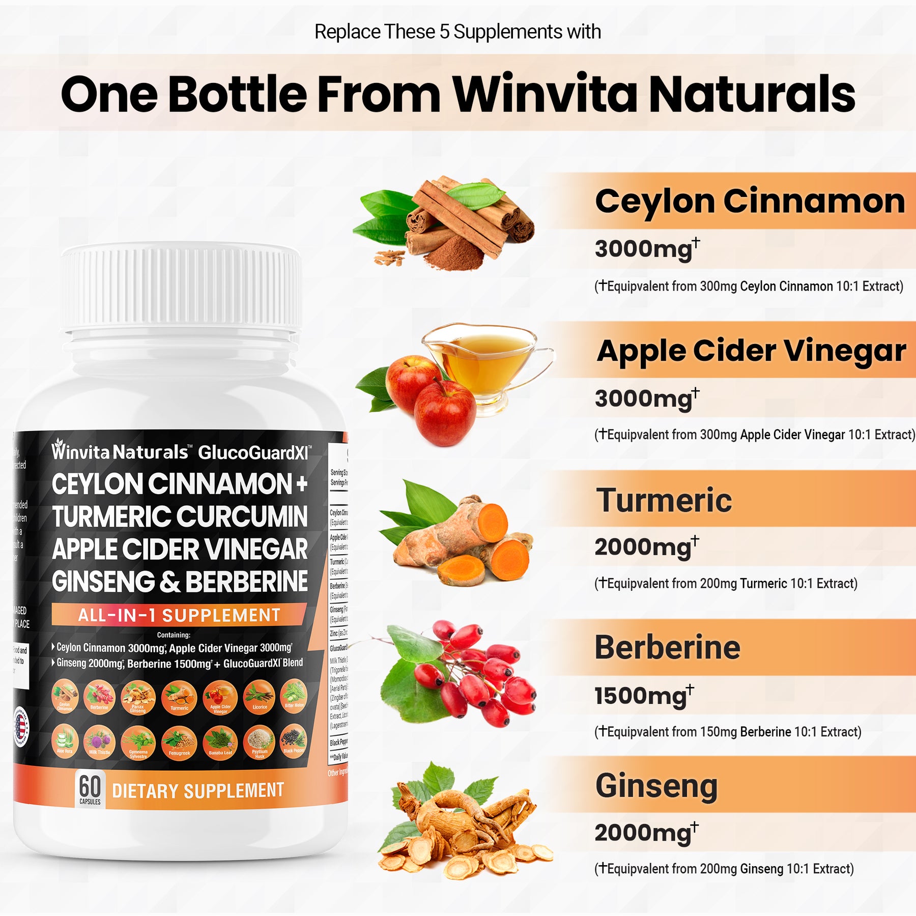 Boost Your Health Naturally: Benefits of Ceylon Cinnamon, Apple Cider Vinegar, Turmeric, Panax Ginseng, and Berberine