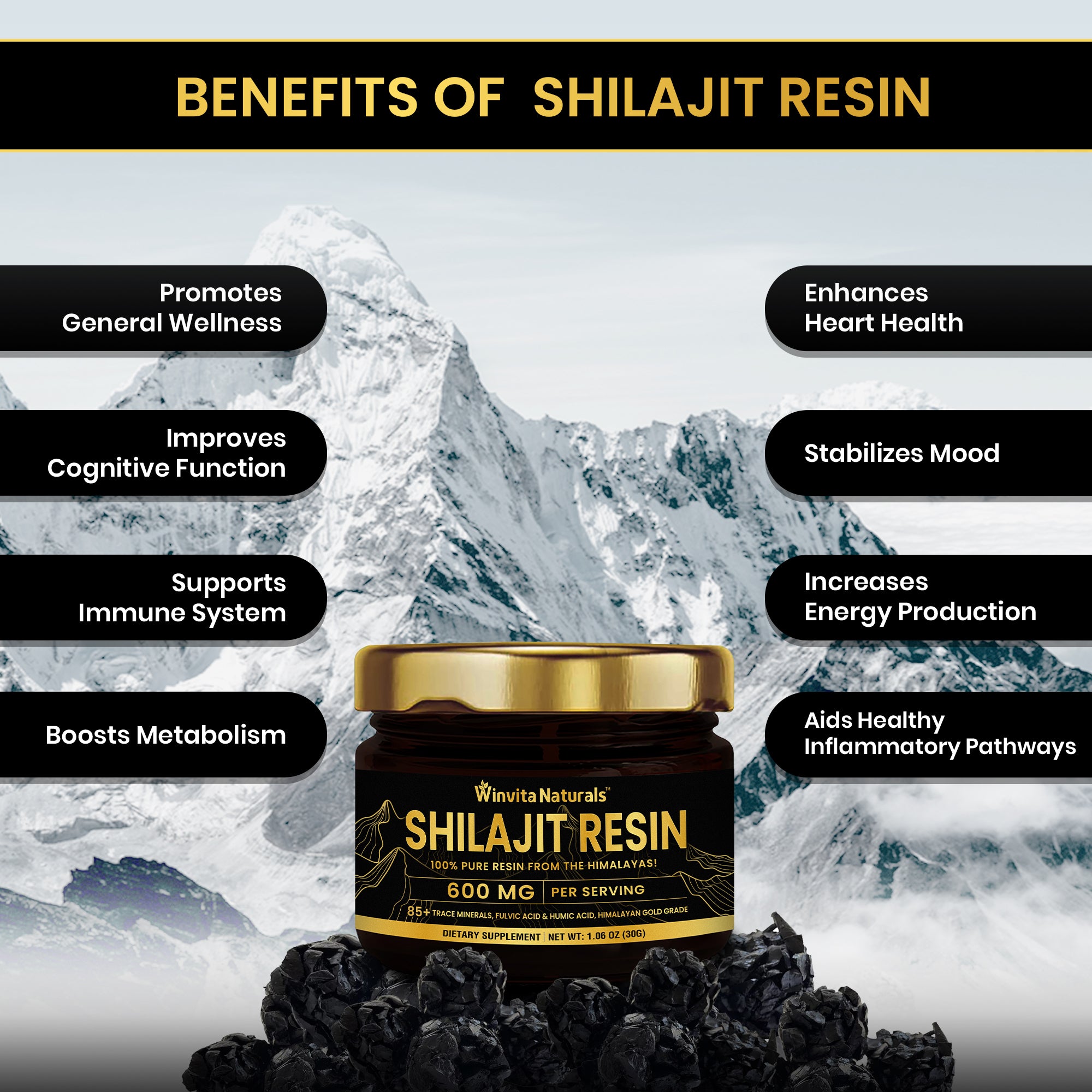 Shilajit Resin Gold Pure Himalayan Organic -  American's #1 Shilajit Resin